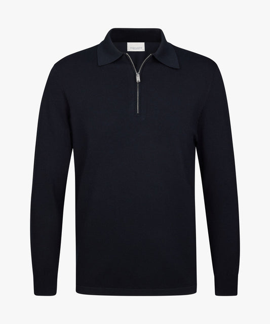 Half Zip Long Sleeve Polo Navy