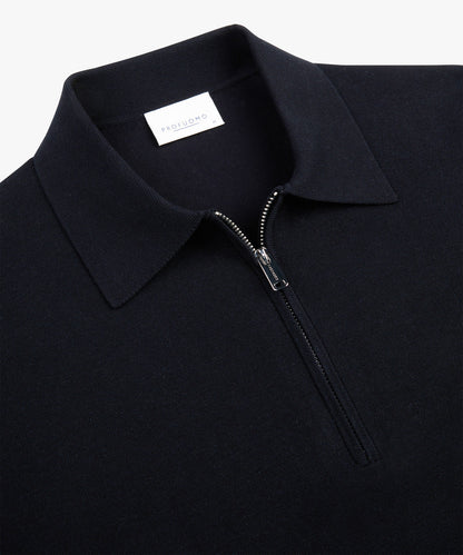 Half Zip Long Sleeve Polo Navy
