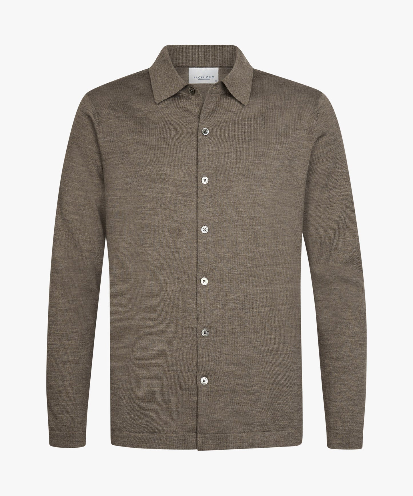 Full Button Long Sleeve Polo Brown