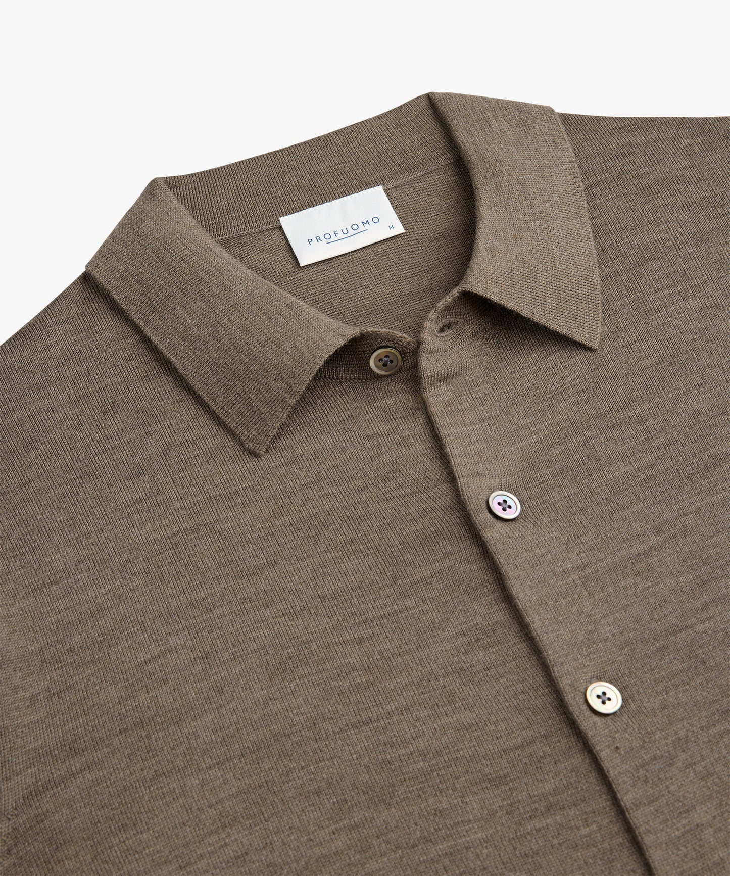 Full Button Long Sleeve Polo Brown