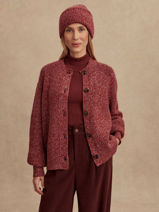 Patricia Rib Cardigan – Red Flecked