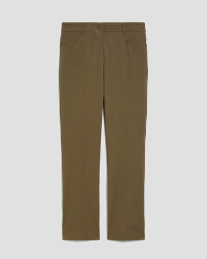 Mini-Flared Twill Trousers in Khaki