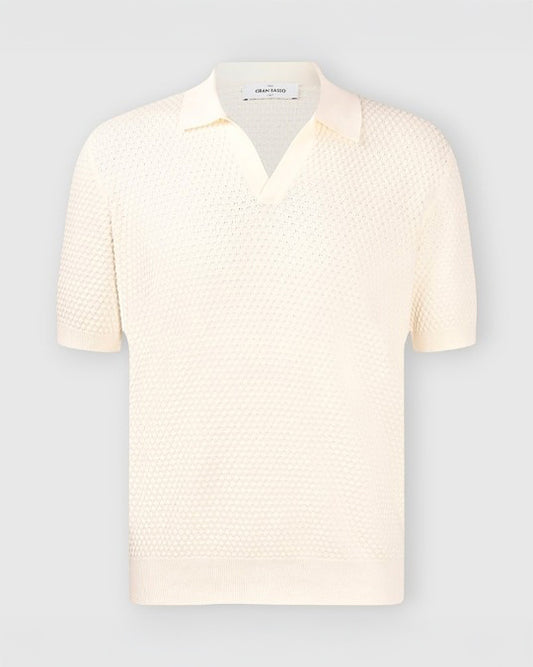 Popcorn Stitch Knitted Skipper Polo