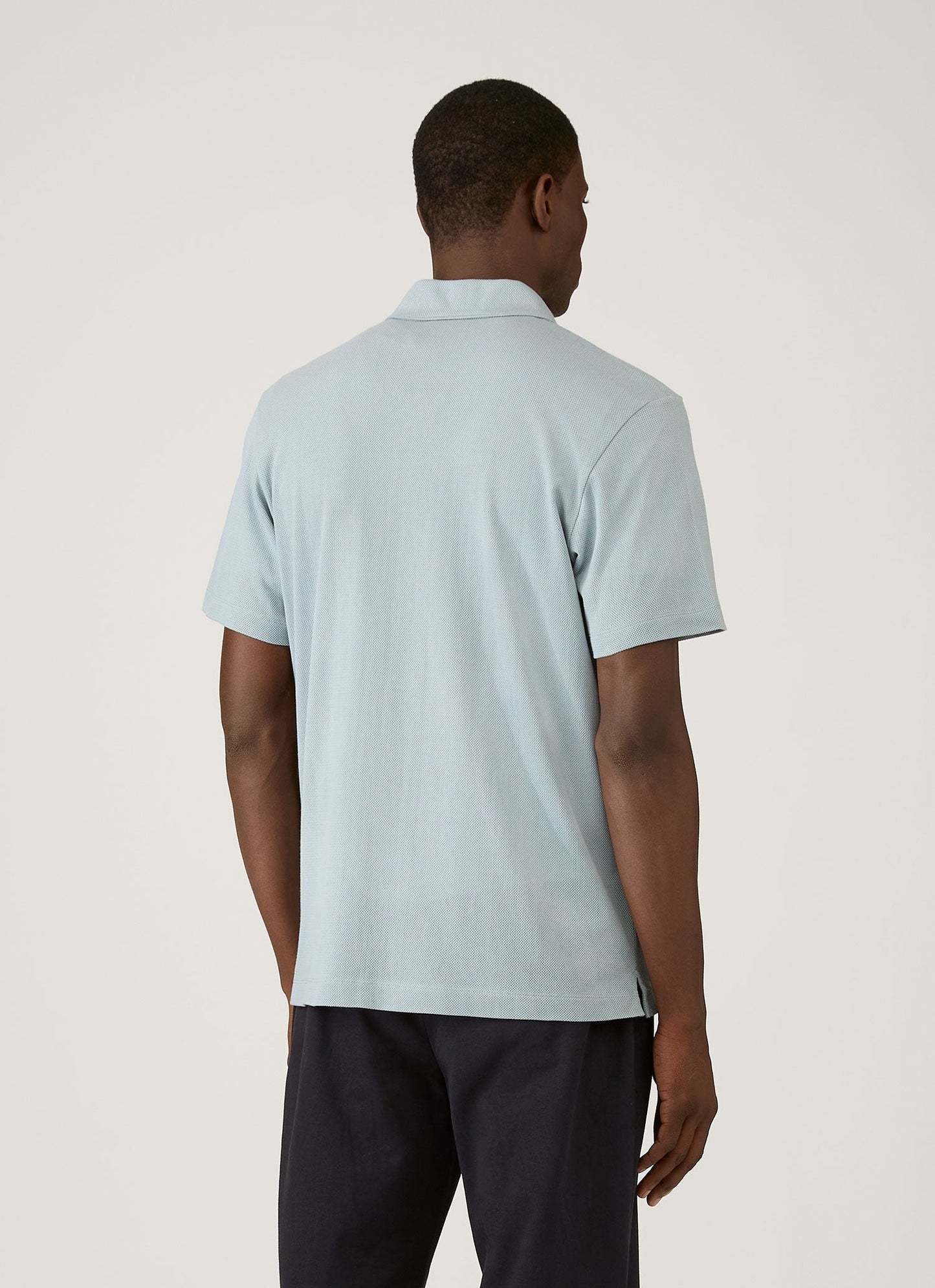 Riviera Camp Collar Polo in Stone Blue