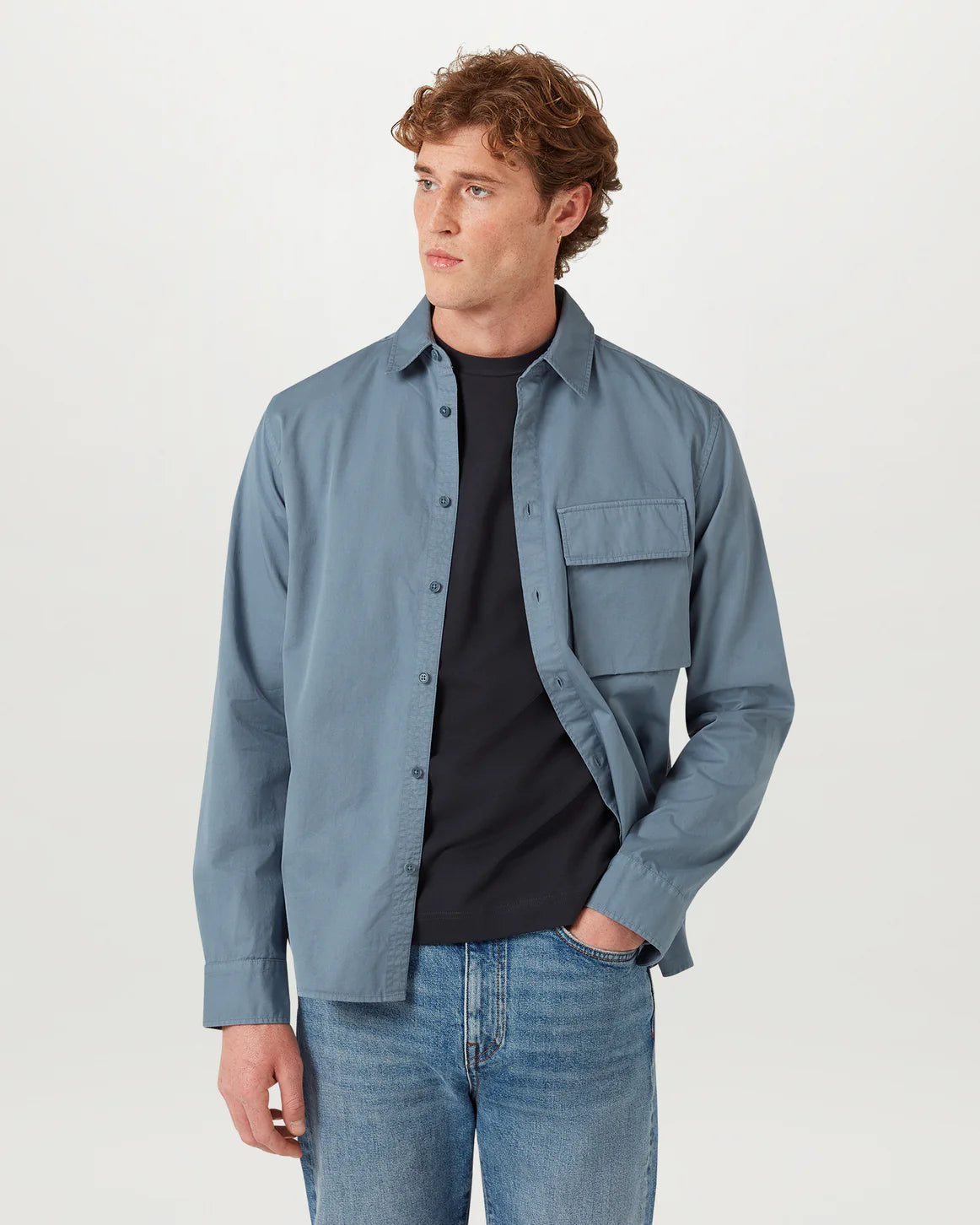 Scale Cotton Shirt Blue Flint