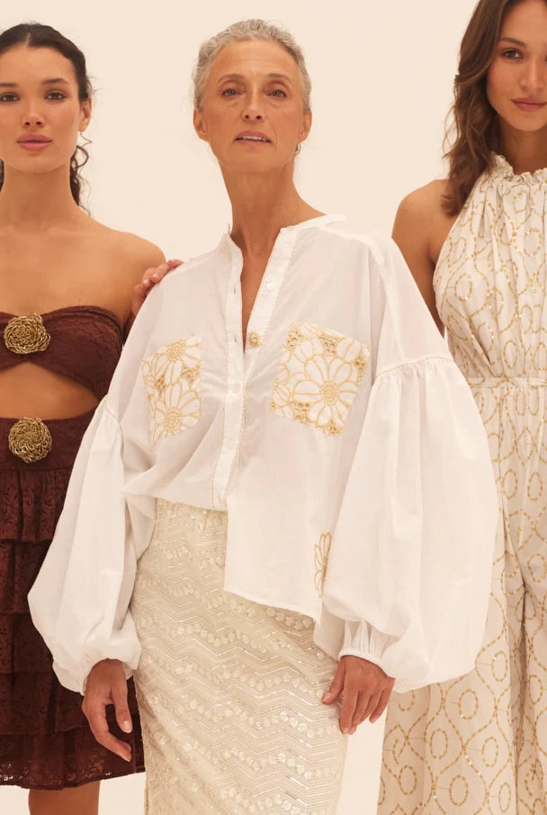 Stacy Blouse - Gold Embroidery