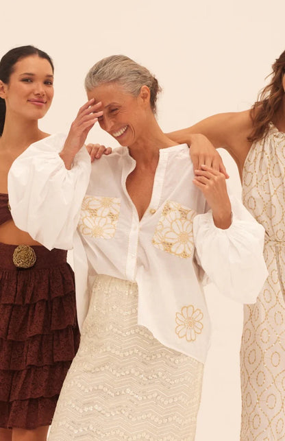 Stacy Blouse - Gold Embroidery