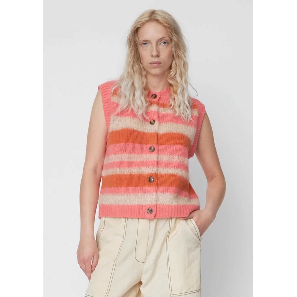 Striped Mohair Cardigan Vest