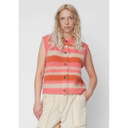 Striped Mohair Cardigan Vest