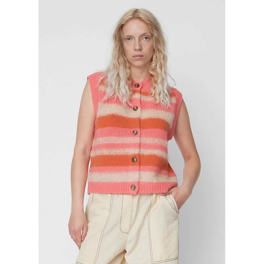 Striped Mohair Cardigan Vest