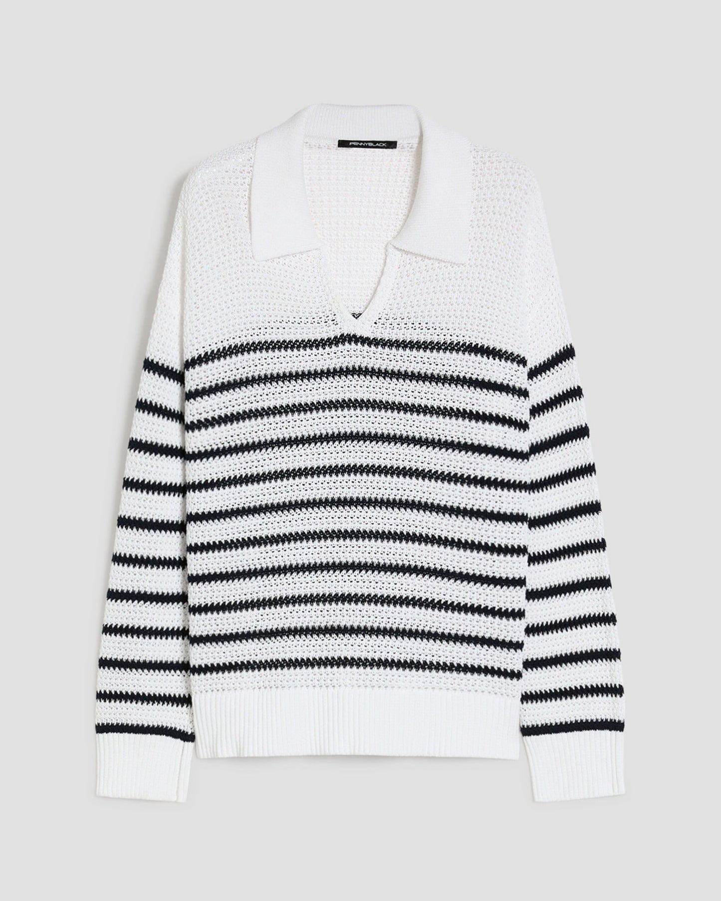 Striped Cotton Polo Sweater
