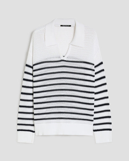 Striped Cotton Polo Sweater