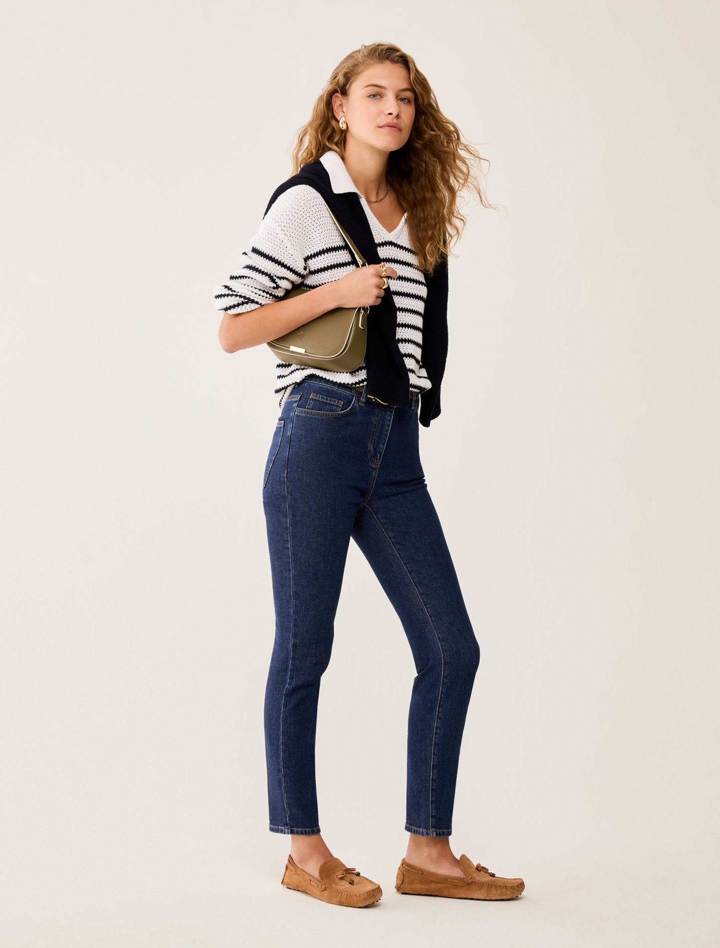 Striped Cotton Polo Sweater