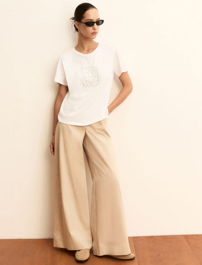 Logo and sequin-adorned T-shirt - White