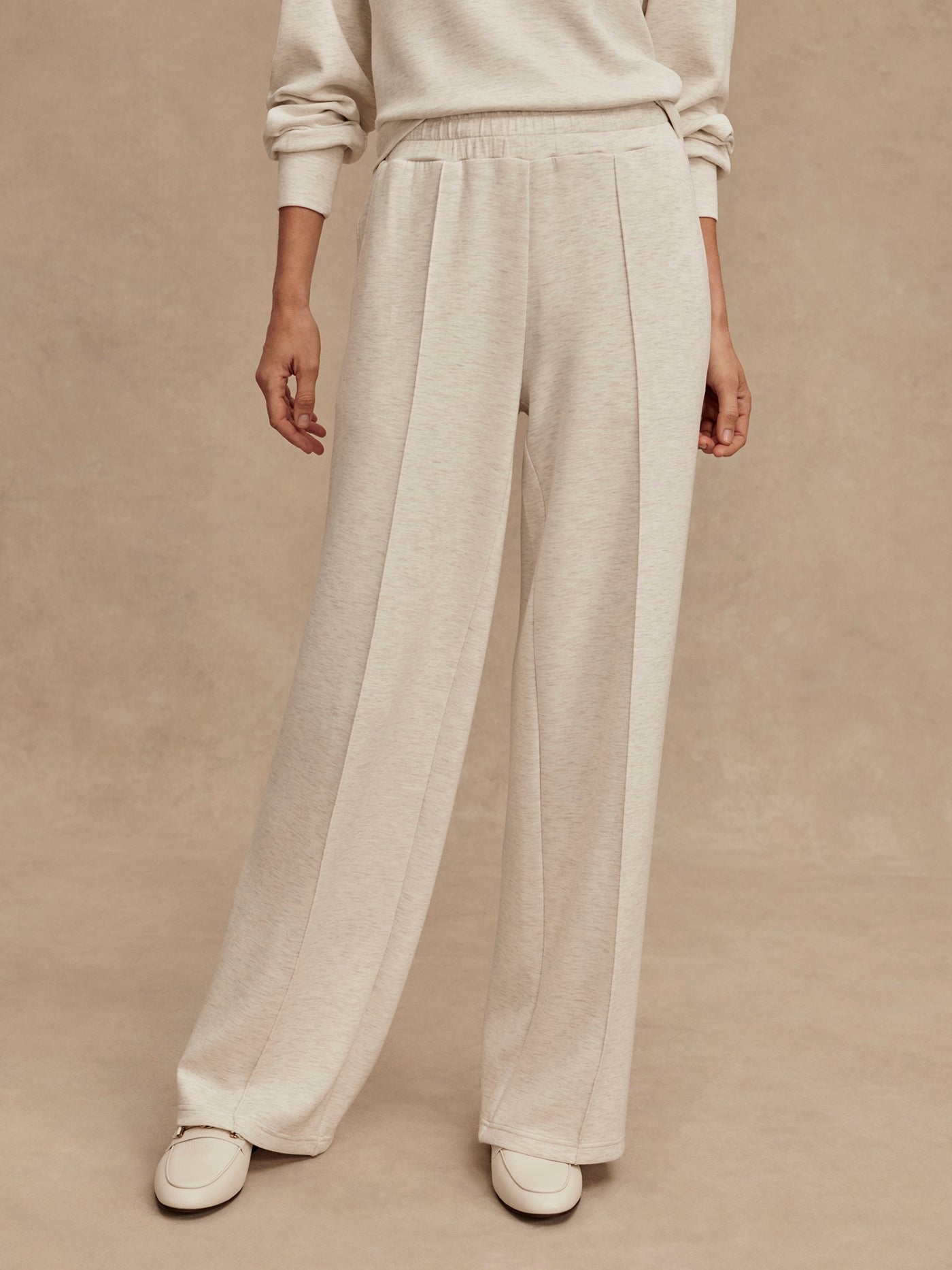 Wide-Leg Pant 30" – Ivory Marl