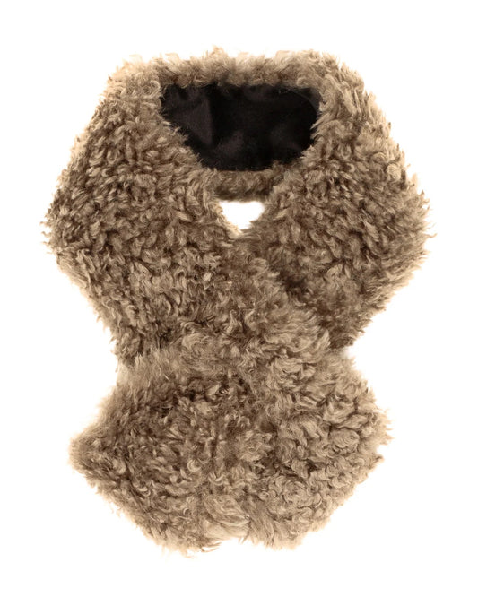 Tiptop Scarf Taupe Faux Sheepskin