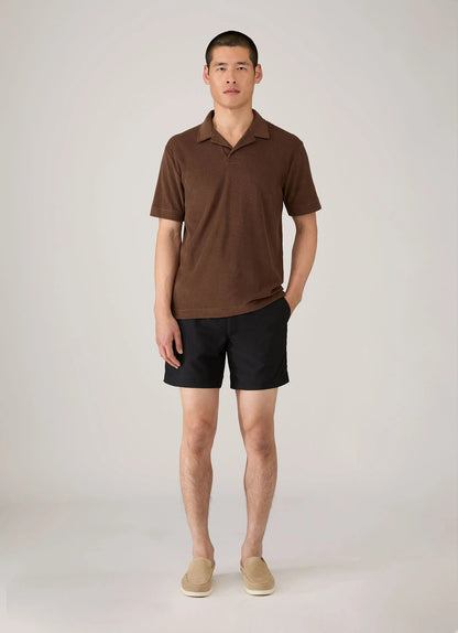 Towelling Polo Shirt - Dark Walnut