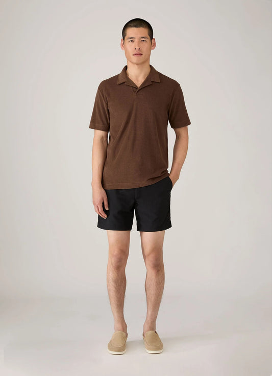 Towelling Polo Shirt - Dark Walnut