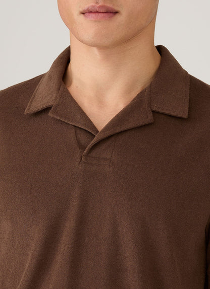 Towelling Polo Shirt - Dark Walnut