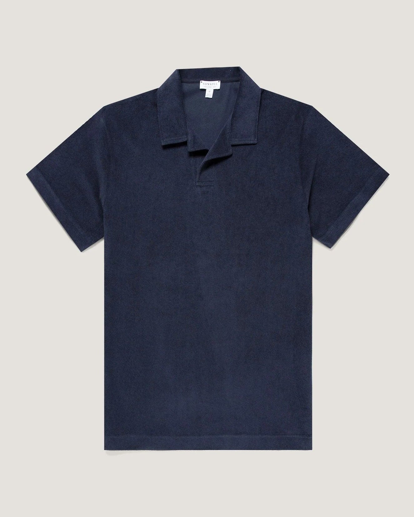 Towelling Polo Shirt - Navy