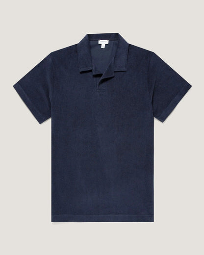 Towelling Polo Shirt - Navy