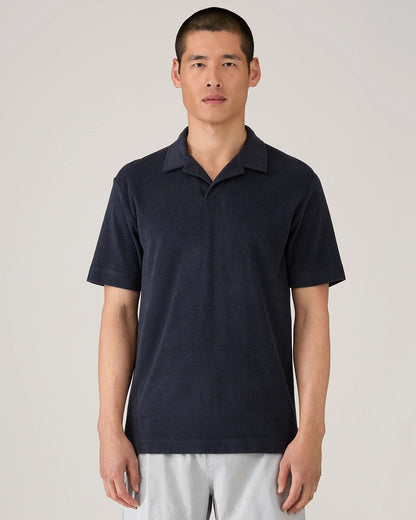 Towelling Polo Shirt - Navy