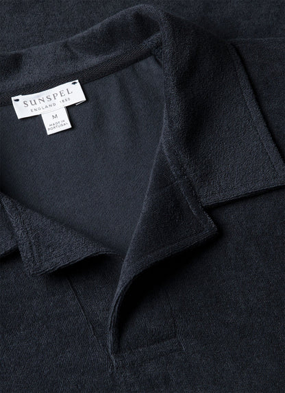 Towelling Polo Shirt - Navy