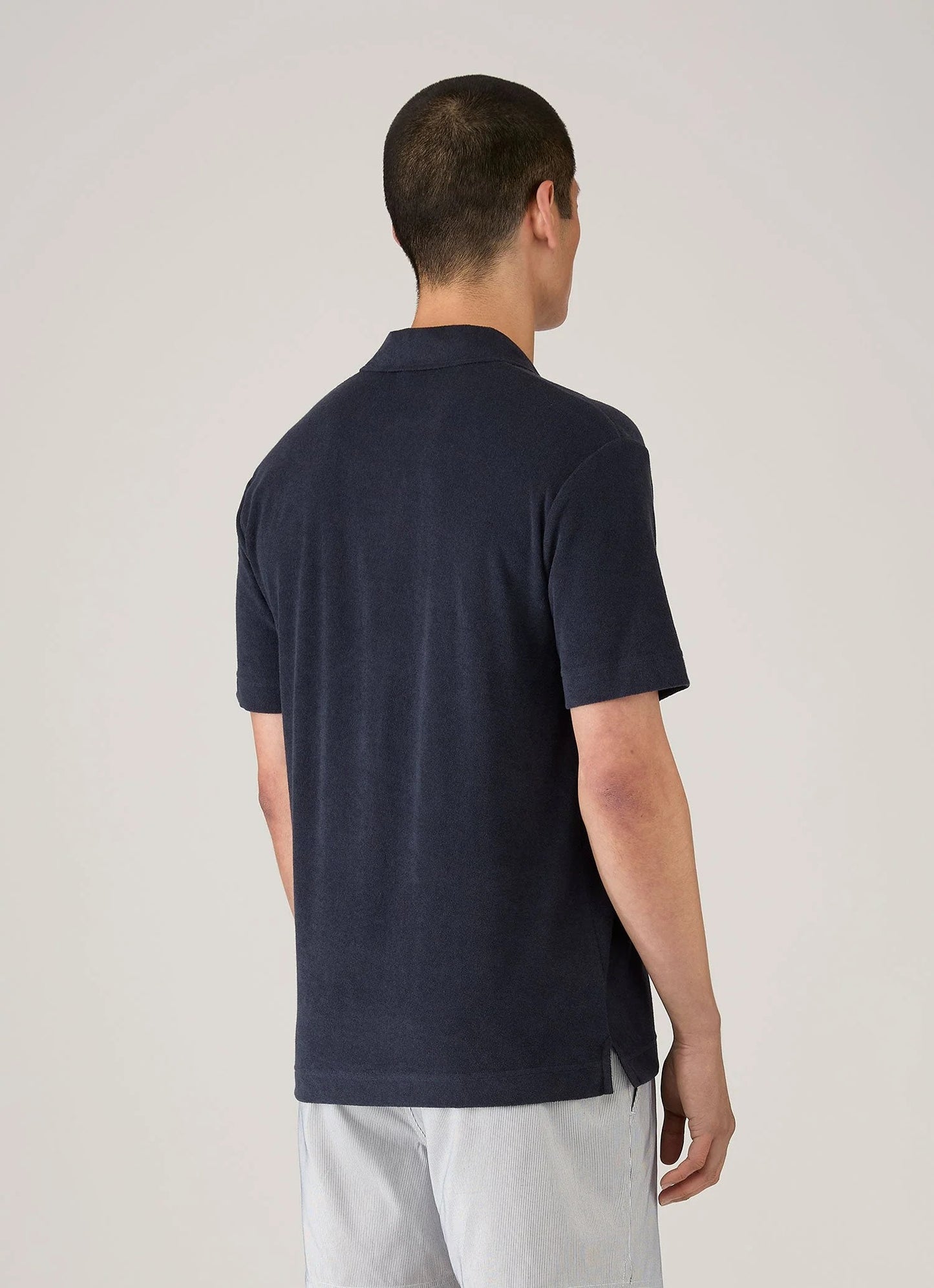 Towelling Polo Shirt - Navy