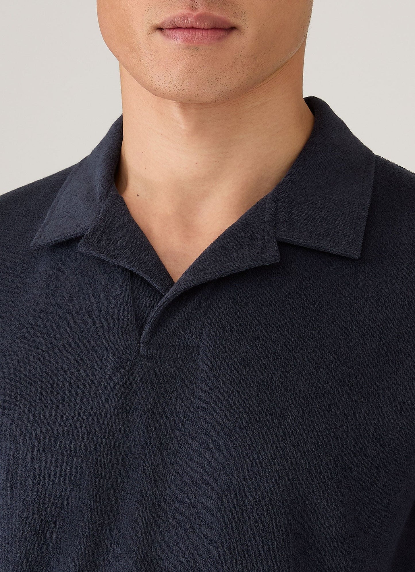 Towelling Polo Shirt - Navy