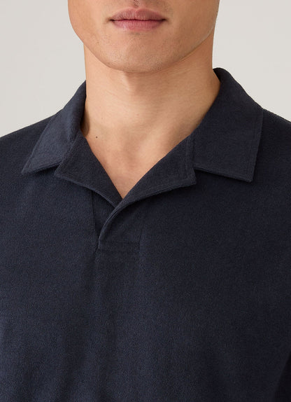 Towelling Polo Shirt - Navy