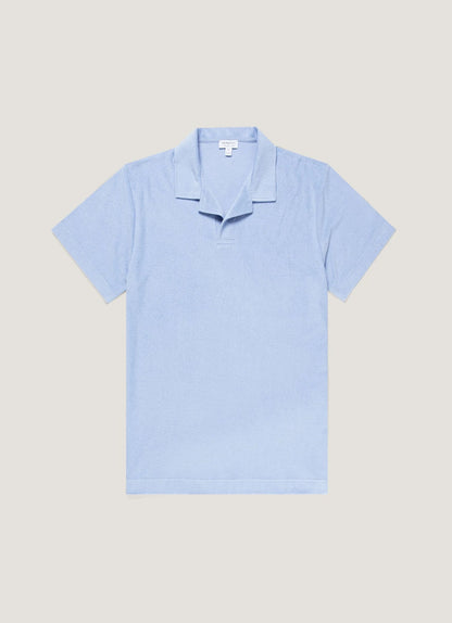 Towelling Polo Shirt - Sky