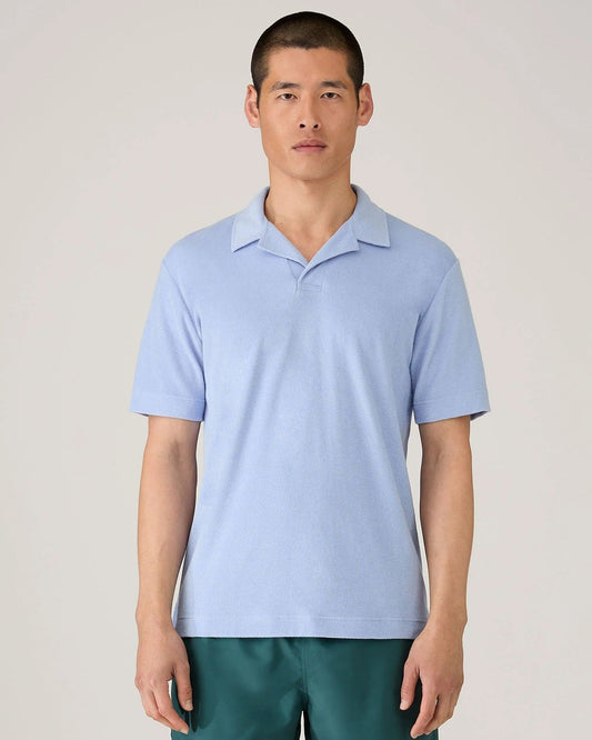 Towelling Polo Shirt - Sky