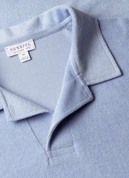 Towelling Polo Shirt - Sky