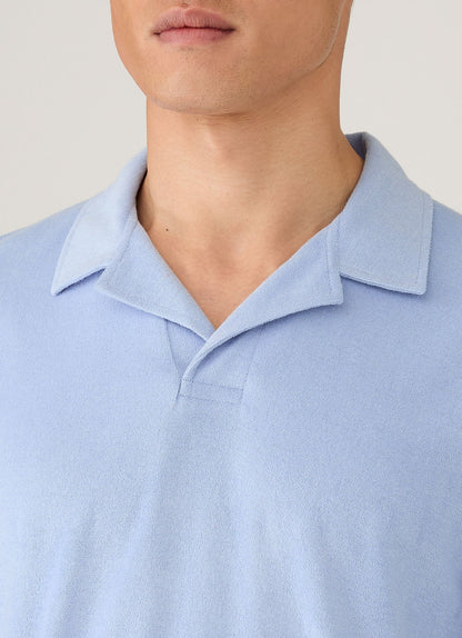 Towelling Polo Shirt - Sky