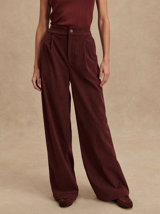 Floris Wide-Leg Corduroy Trouser 29.5" -  Decadent Chocolate