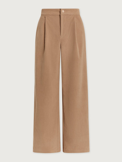 Floris Wide-Leg Corduroy Trouser 29.5" - Stucco