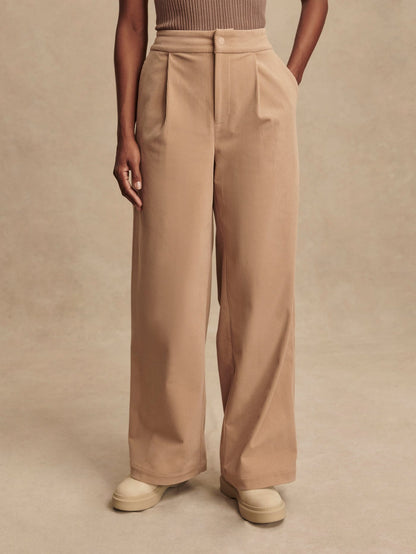 Floris Wide-Leg Corduroy Trouser 29.5" - Stucco
