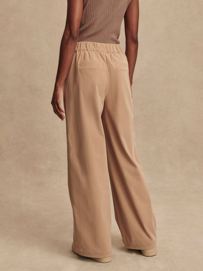Floris Wide-Leg Corduroy Trouser 29.5" - Stucco