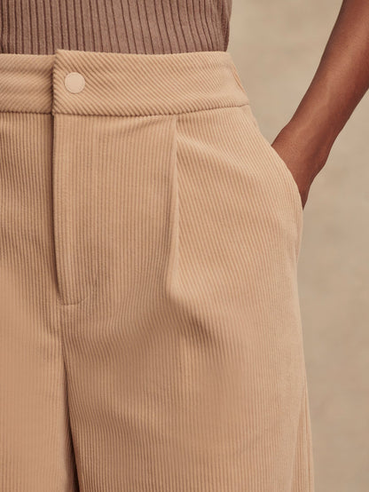Floris Wide-Leg Corduroy Trouser 29.5" - Stucco
