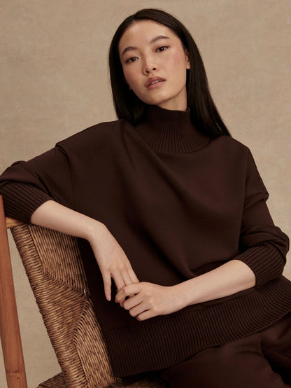 Barker High Neck Sweat - Coffee Bean