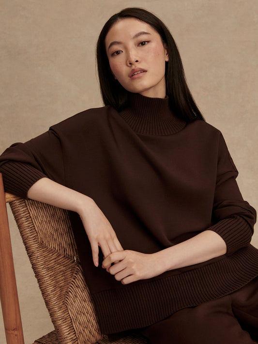 Barker High Neck Sweat - Coffee Bean
