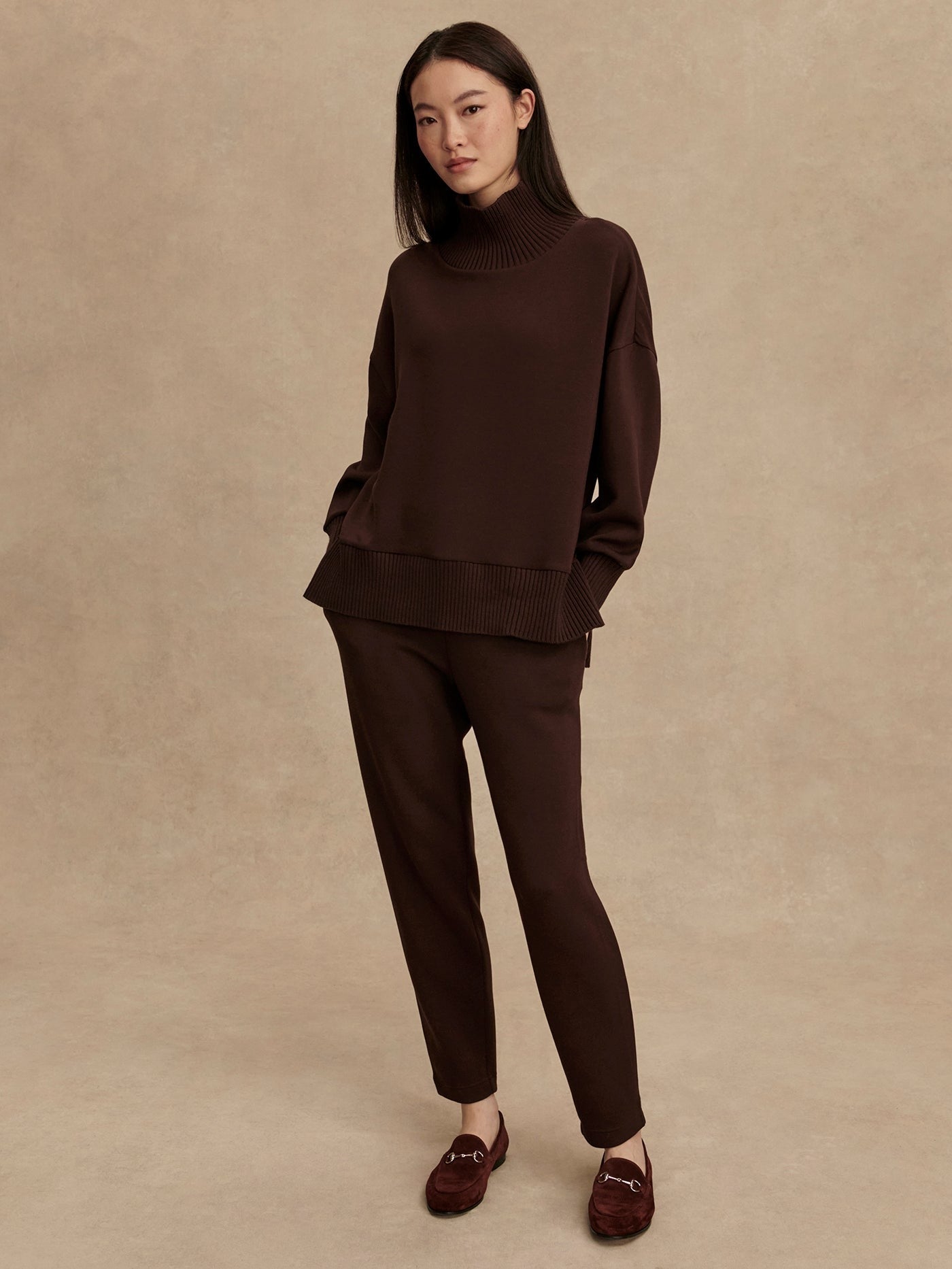 Barker High Neck Sweat - Coffee Bean