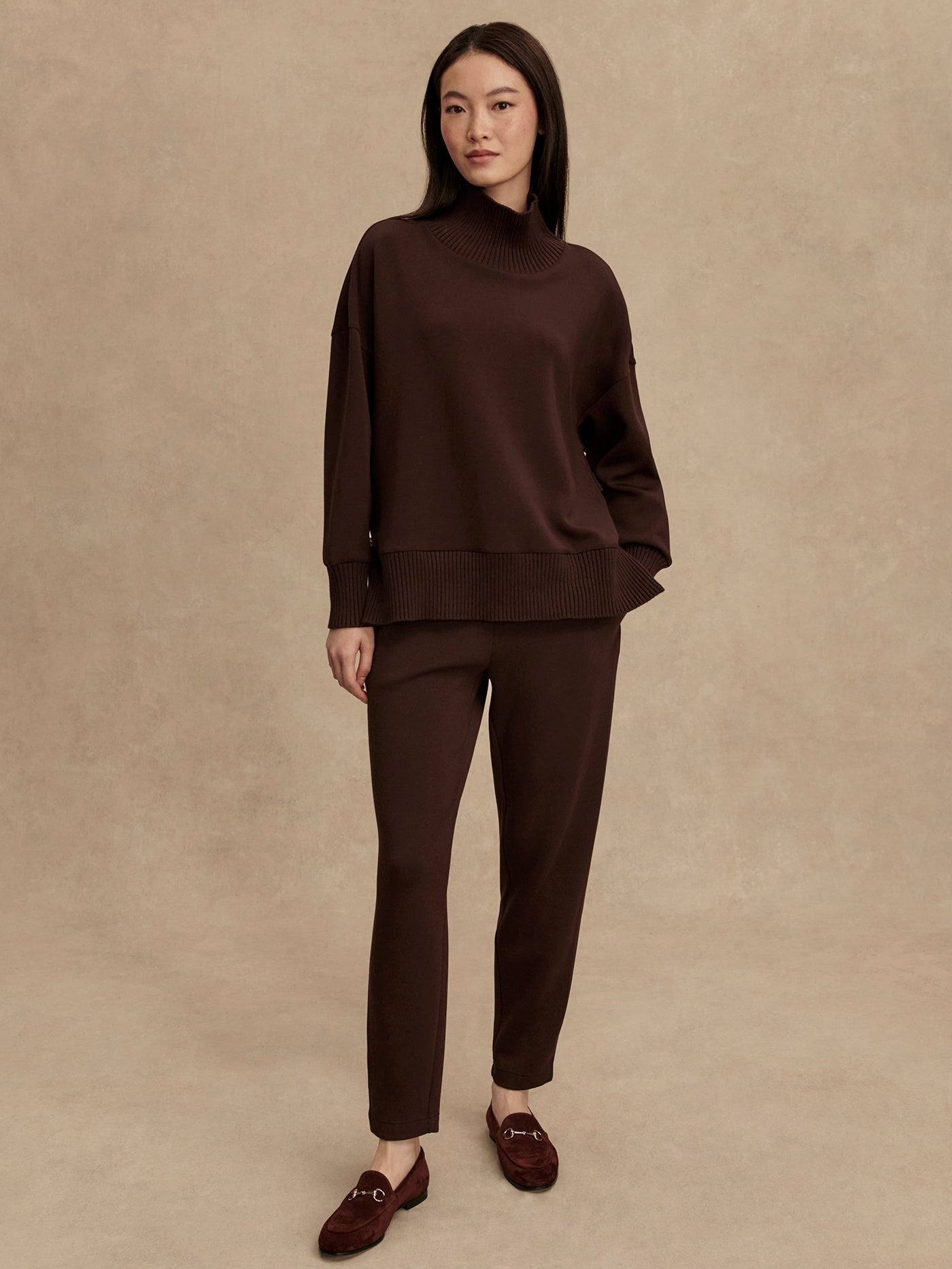 Barker High Neck Sweat - Coffee Bean