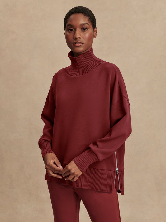 Varley Barker High-Neck Sweat – New Maroon