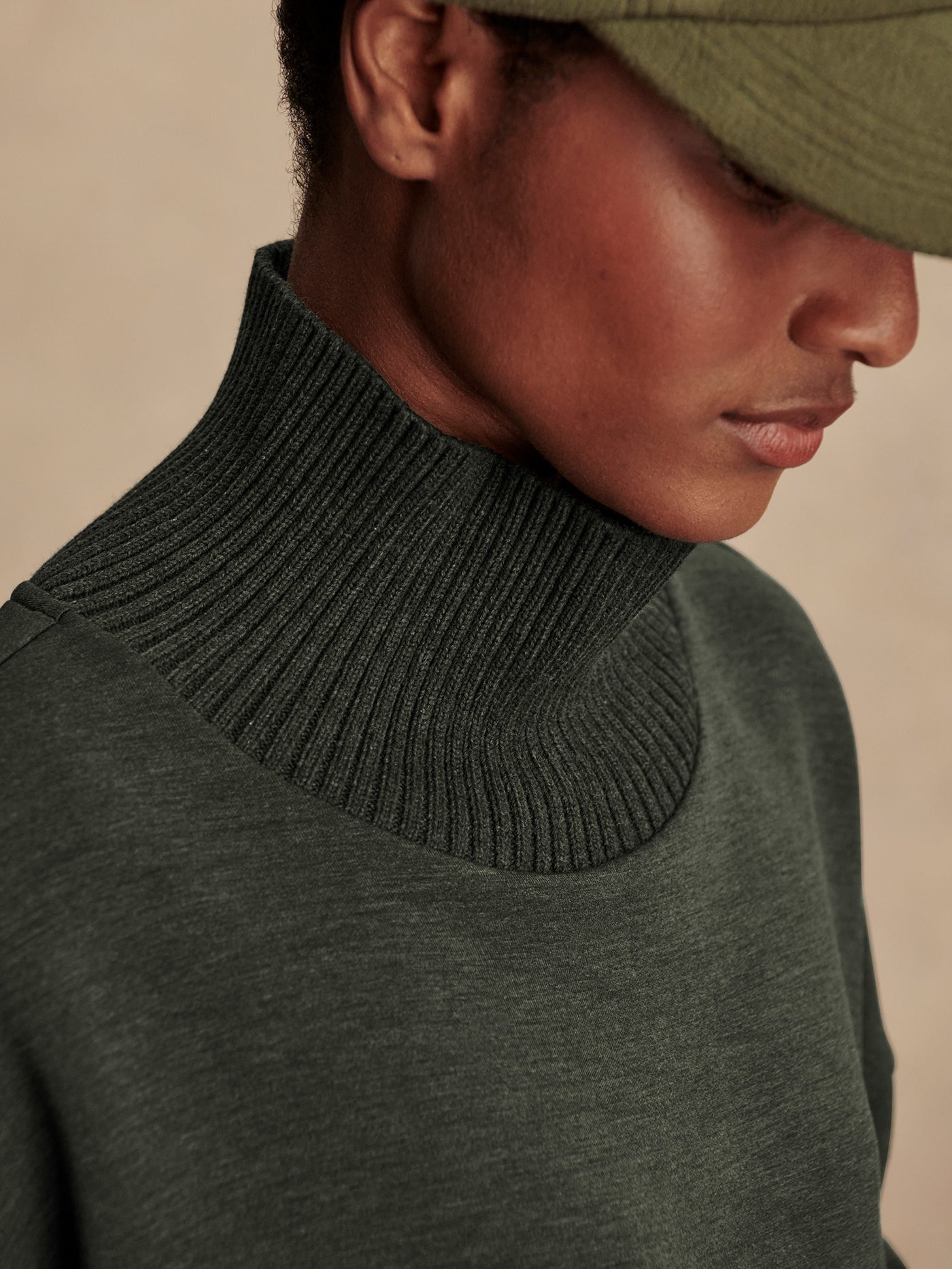 Barker High Neck Sweat - Olive Marl
