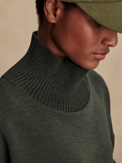 Barker High Neck Sweat - Olive Marl