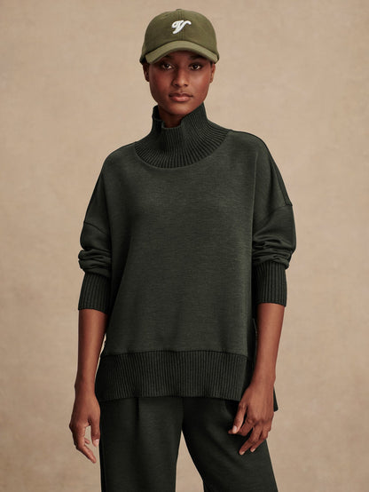 Barker High Neck Sweat - Olive Marl