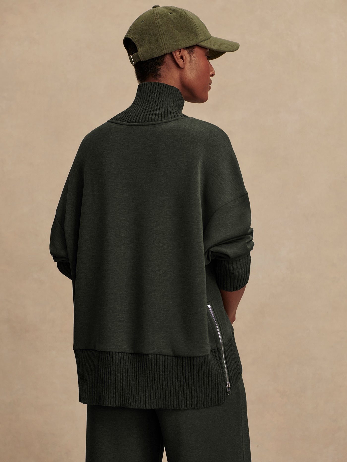 Barker High Neck Sweat - Olive Marl