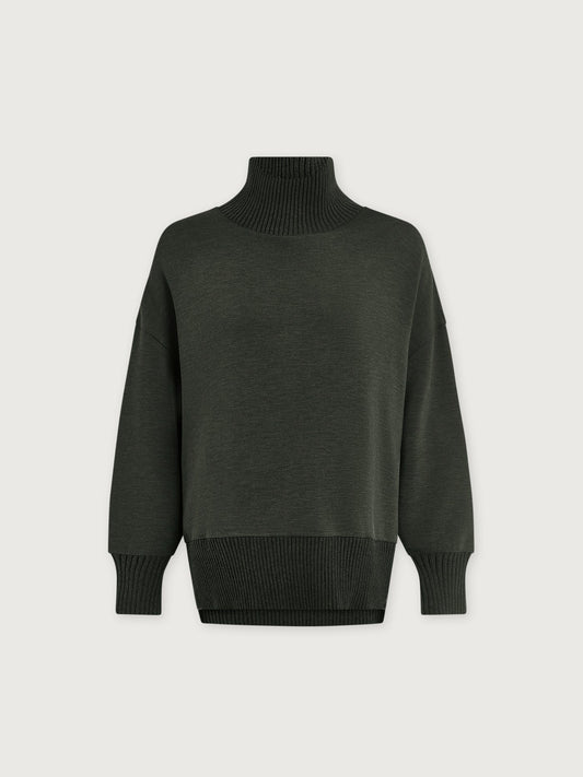 Barker High Neck Sweat - Olive Marl