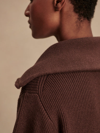 Enrico Zip-Through Knit Jacket
 - Coffee Bean